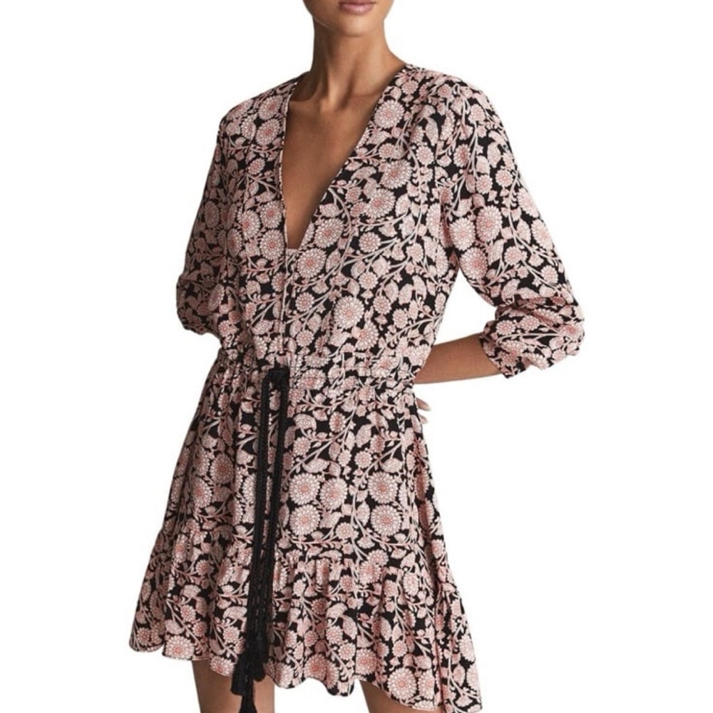 Reiss Black and Pink Floral Dress